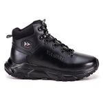 Bota Masculina Coturno Couro Genuíno Solado EVA - Preto - Extra Leve