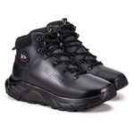 Bota Masculina Coturno Couro Genuíno Solado EVA - Preto - Extra Leve