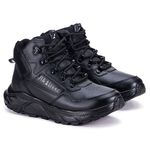 Coturno Masculino Bota Em Couro Original Sola EVA - Preto - Extra Leve