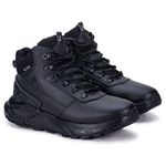 Bota Coturno Masculino Couro Resistente Sola EVA Confortável - Preto - Extra Leve