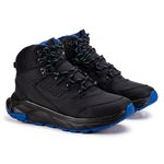 Coturno Masculino Bota Em Couro Genuíno Sola Eva Lançamento - Preto Azul - Extra Leve