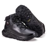 Bota Masculina Coturno Couro Genuíno Solado EVA - Preto Vermelho - Extra Leve