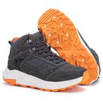 Bota Masculina Original Coturno Couro Resistente Sola EVA - Cinza Laranja - Extra Leve