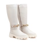 Coturno Couro Anna Off White