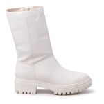 Bota Coturno Couro Lucy Plain Off White