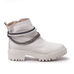 Coturno Tratorado Couro Lucy Chain Off White