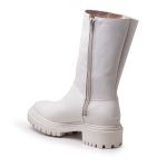 Bota Coturno Couro Lucy Plain Off White