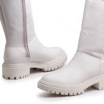 Bota Coturno Couro Lucy Plain Off White