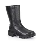 Bota Coturno Couro Lucy Plain Preto