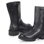 Bota Coturno Couro Lucy Plain Preto