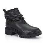 Coturno Tratorado Couro Lucy Chain Preto
