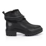 Coturno Tratorado Couro Lucy Chain Preto