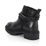 Coturno Tratorado Couro Lucy Chain Preto