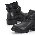Coturno Tratorado Couro Lucy Chain Preto