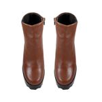Bota Coturno Couro Issy Plain Havana Tratorada