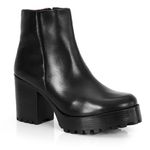 Bota Coturno Couro Issy Plain Preto Tratorada