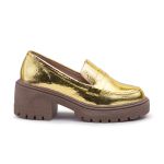 Mocassim Matemwe Couro Metalizado Ouro