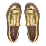 Mocassim Matemwe Couro Metalizado Ouro