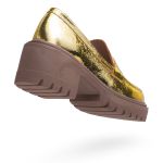 Mocassim Matemwe Couro Metalizado Ouro