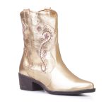 Bota Couro Western Texas Dallas Dourada