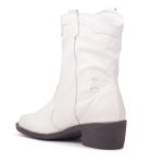 Bota Couro Western Texas Dallas Off White