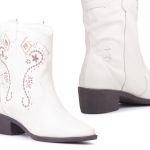 Bota Couro Western Texas Dallas Off White