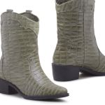 Bota Western Texas Grapevine Couro Croco Sálvia