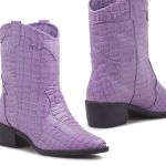 Bota Western Texas Grapevine Couro Croco Violeta