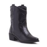 Bota Western Texas Grapevine Couro Croco Preto