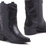 Bota Western Texas Grapevine Couro Croco Preto