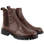 Bota Chelsea Cano Curto em Couro Nobre Marrom 