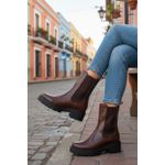 Bota Flor em Couro Marrom