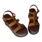 Sandalia Anabela Lua Camurça Carvalho