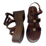 Sandalia Anabela Lua Camurça Terra