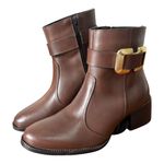 Bota Agatha em Couro Café