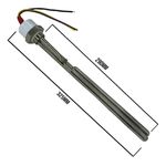 RESISTÊNCIA 2000W TUBO ROSCA 3/4 BOILER ACOPLADO 220V INOX