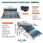 CONJUNTO ACOPLADO 350 LTS 24 TUBOS -AÇO 316