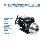 BOMBA PRESSURIZADORA DE ÁGUA MULTIESTÁGIO AUTOMÁTICA MJD200