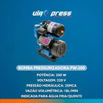 BOMBA DE PRESSURIZAÇÃO PW-200 VIAPRESS