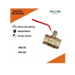 REGISTRO DE ESFERA VÁLVULA 1 POLEGADA LATÃO PASSAGEM ALAVANCA 