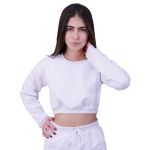 Blusa Moletom Cropped Infantil Liso Branco