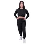 Conjunto Moletom Cropped Infantil Liso Preto