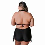 Conjunto Biquíni Plus Size com Short de Ajuste Lateral Preto
