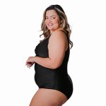 Maiô Reforçado Plus Size Frente Única Preto