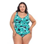 Maiô Reforçado Plus Size Frente Única Folhagem
