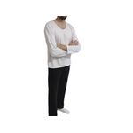 Conjunto Pijama de Frio Masculino Manga Longa Malha PV Branco e Preto