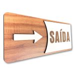 Placa De Sinalização | Saída (com seta) - MDF 30x13cm