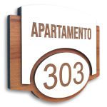 Placa Número do Apartamento - MDF 15x13cm