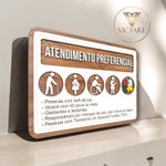 Placa De Sinalização | Placa de Atendimento Preferencial - Madeira MDF