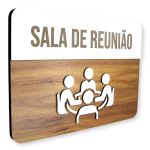 Placa De Sinalização | Sala de Reunião - MDF 30x21cm